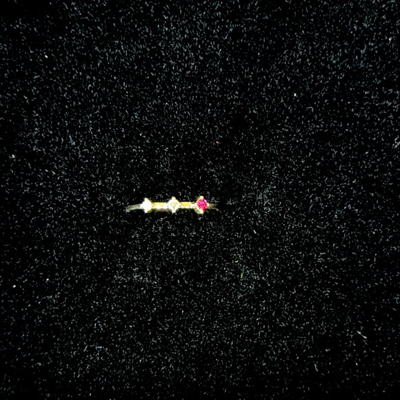 New Adina Reyter 3 Ruby diamond opal stacking ring size 5 solid 14k yellow gold - Picture 2 of 7